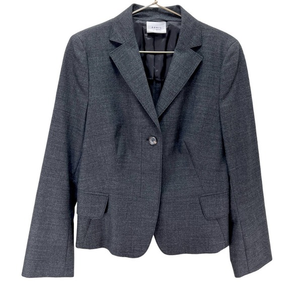 Akris Punto Charcoal Gray Three-Button Wool Blazer Women's Size 10 - Picture 4 of 15
